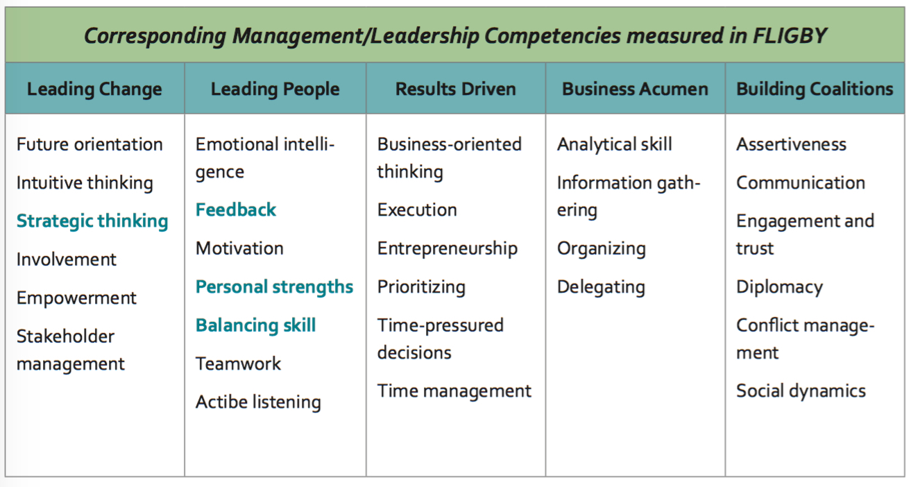 Five major ECQ system categories covered by FLIGBY's 29 leadership skills